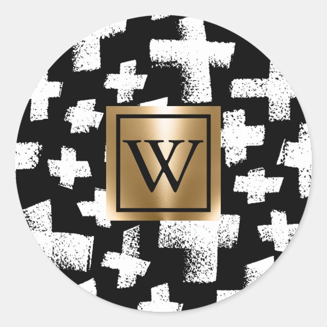 Brush Abstract Pattern Classic Round Sticker (Front)