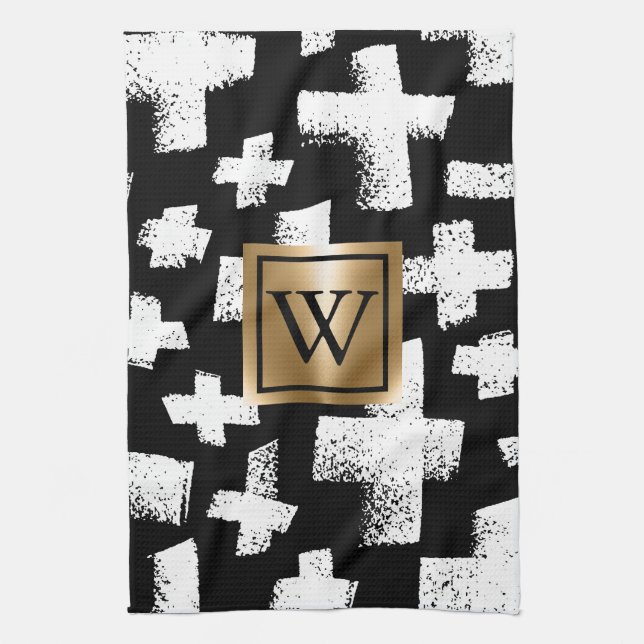 Brush Abstract Pattern Tea Towel (Vertical)