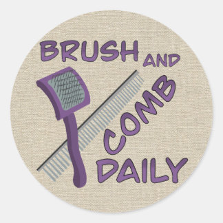 Brush and comb classic round sticker
