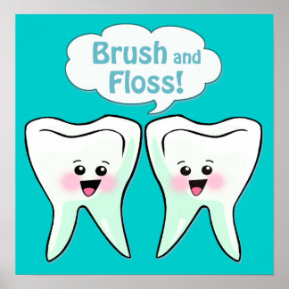 Brush and Floss Dentist Artwork Poster