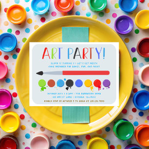 Brush and Paints Kids Art Birthday Party Invitation