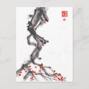 Brush Art Berry Tree Postcard