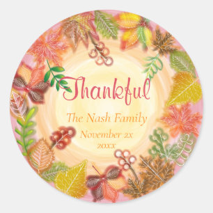 Brush Art of Fall Foliage For Thanksgiving Classic Round Sticker