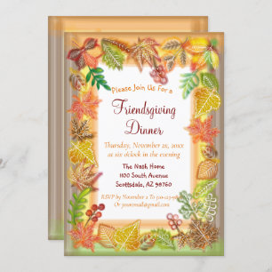 Brush Art of Fall Foliage For Thanksgiving Invitation