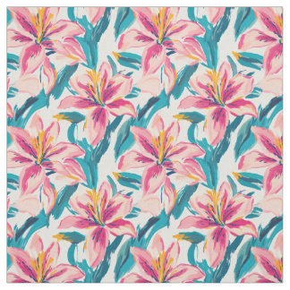 Brush Bloom Lilies Fabric