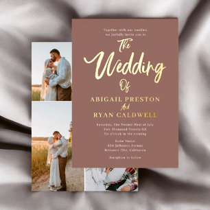 Brush Calligraphy 4 Photo Brown Wedding