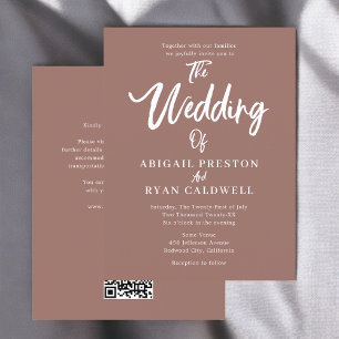 Brush Calligraphy Budget Brown Wedding Postcard