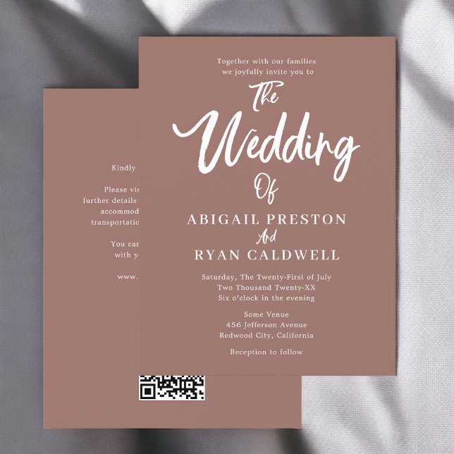 Brush Calligraphy Budget Brown Wedding Postcard (Creator Uploaded)