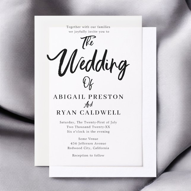 Brush Calligraphy Modern Minimalist Wedding Vellum Invitations (Creator Uploaded)