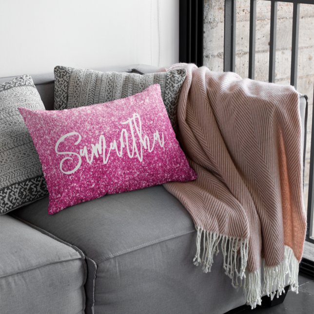 Brush Calligraphy Name Luxury Pink Ombre Decorative Cushion (Creator Uploaded)