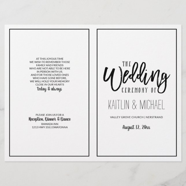 Brush Calligraphy Wedding Programs - Black (Front)