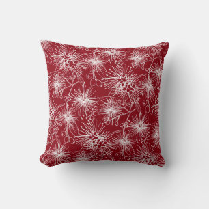 Brush cherry lilly-pilly floral brown red pillow