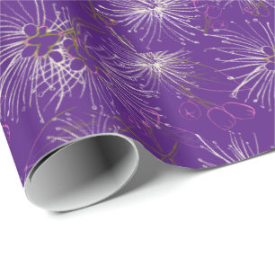 Brush cherry lilly-pilly purple white pattern wrap wrapping paper