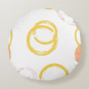 Brush Circle. Vintage Seamless Pattern. Colorful D Round Cushion