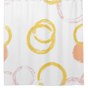 Brush Circle. Vintage Seamless Pattern. Colorful D Shower Curtain