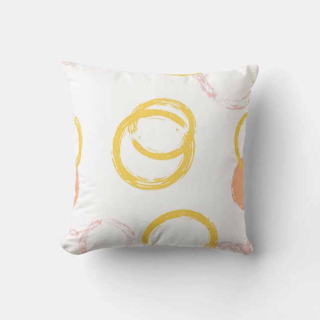 Brush Circle. Vintage Seamless Pattern. Colourful  Cushion (Front)