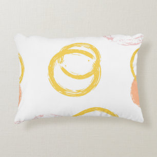 Brush Circle. Vintage Seamless Pattern. Colourful Decorative Cushion