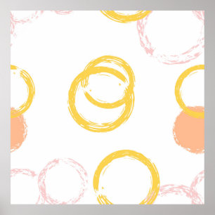 Brush Circle. Vintage Seamless Pattern. Colourful Poster