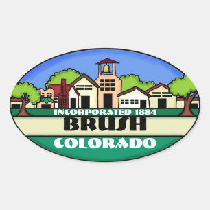 Brush Colorado small town souvenir stickers