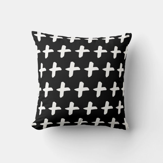 Brush cross black and white pillow (Front)