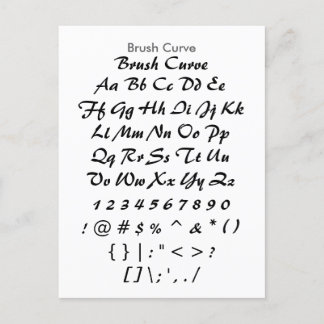 Brush Curve - Zazzle Font Sampler Sheet Postcard