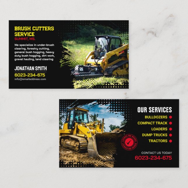 Brush Cutters, bush hogging, land clearing Business Card (Front/Back)