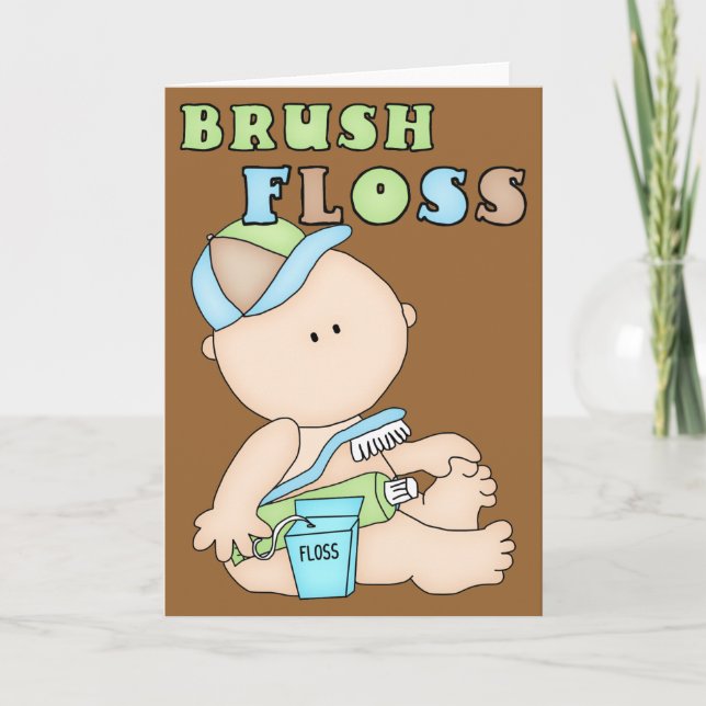 Brush Floss Baby Boy Greeting Card (Front)