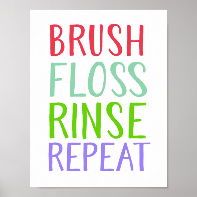 Brush, Floss, Rince, Repeat Poster (Front)
