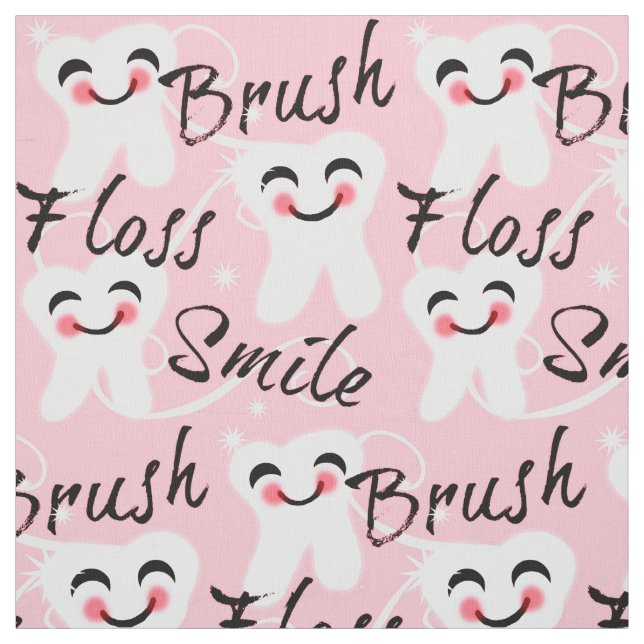 Brush Floss Smile DENTAL Fabric (Swatch)