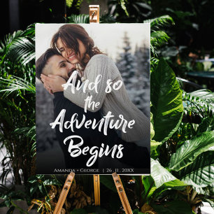 Brush Font "Adventure begins " wedding welcome Poster