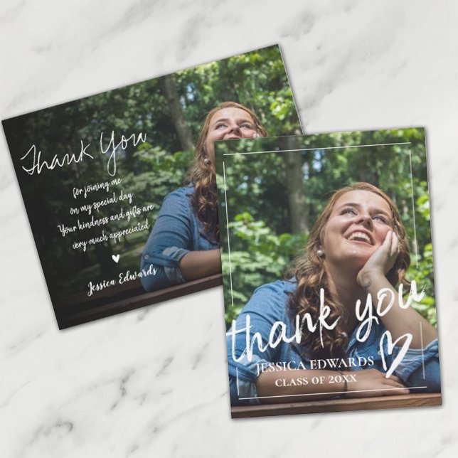 Brush Font Script 2025 Graduation Photo Thank You Postcard (Creator Uploaded)