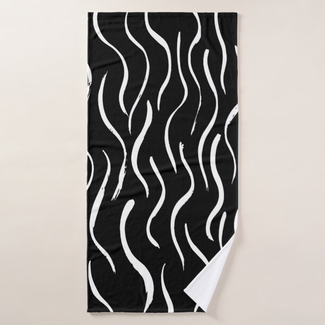 Brush grunge pattern. White and black.abstract,art Bath Towel (Bath Towel)