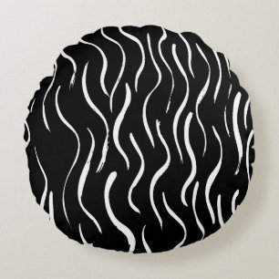 Brush grunge pattern. White and black.abstract,art Round Cushion