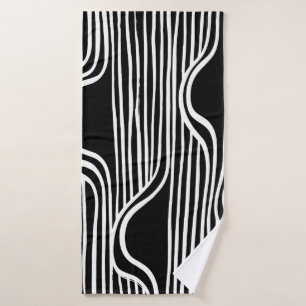 Brush grunge pattern. White and black vintage. abs Bath Towel