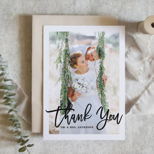 Brush Hand Lettering Photo Wedding Thank You