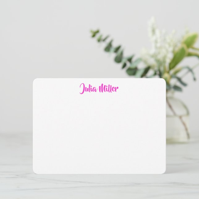 Brush Handwriting Script Personalised Berry Pink Card (Standing Front)