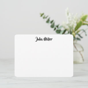 Brush Handwriting Script Personalised Black/White Card