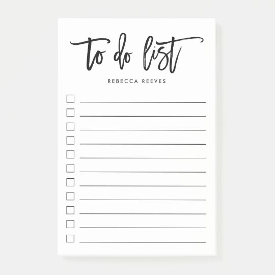 Brush Lettered Personalised To Do List Post It Notes Zazzle Com Au