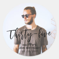 Brush Lettering Custom Photo Birthday Party Favour