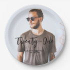 Brush Lettering Custom Photo Birthday Party Paper 