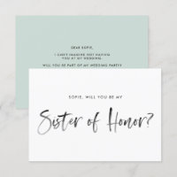 Brush Lettering Mint Be My Sister of Honour