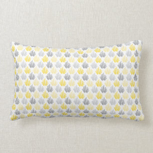 Brush Lined Pattern Yellow & Grey Lumbar Pillow