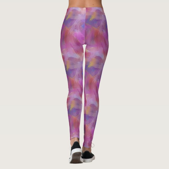 Brush painting effect purple Yoga Leggings (Back)