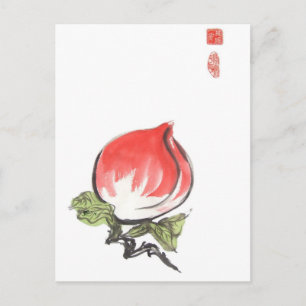 Brush Painting Pink Peach Postcard