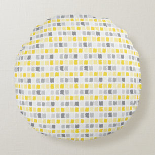 Brush Pattern Yellow & Grey Round Pillow