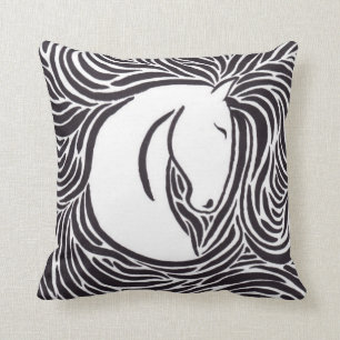 Brush Pen Horse Throw Pillow