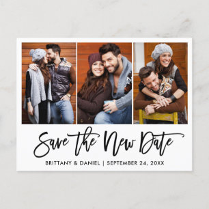 Brush Script 3 Photo Save The New Date Postcard