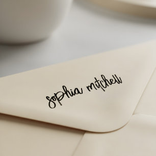 Brush Script Calligraphy Name Rubber Stamp