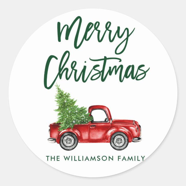 Brush Script Christmas Truck Envelope Seal G (Front)