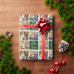 Brush Script Christmas Vintage Truck 3 Photo Green Wrapping Paper<br><div class="desc">Modern Brush Script Watercolor Vintage Red Truck with Christmas Tree 3 Photos Wrapping Paper</div>